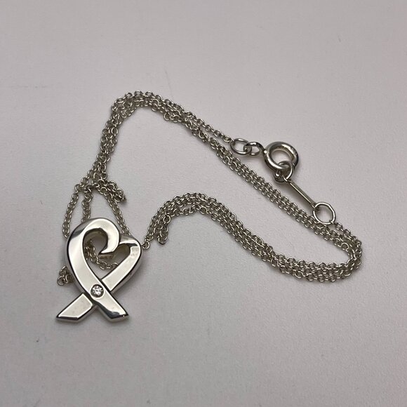 Tiffany & Co 925 Sterling Silver "Loving Heart Pendant" w/ Diamond - Preowned - Picture 3 of 7